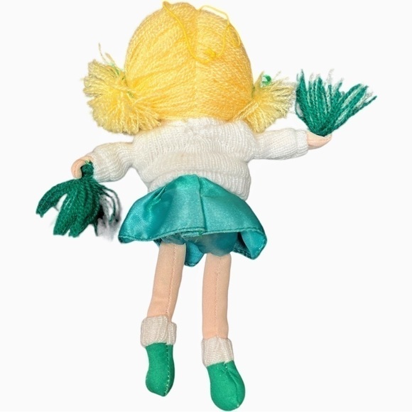 Vintage Russ Berrie Cheerleader Doll Blonde Hair Green White Hanging Plush 7” - Picture 7 of 12